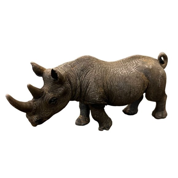 2008 Schleich 6.5" Gray African Black Rhino Rhinoceros Animal Action Figure - Picture 1 of 6
